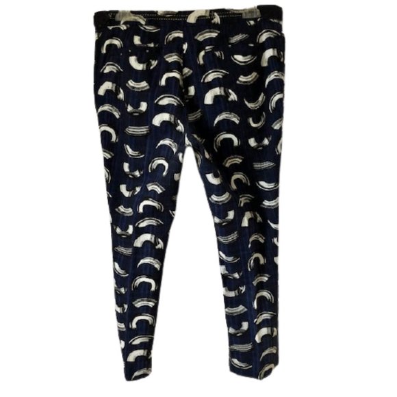 Anthropologie Cartonnier Charlie Brushstroke Ankle/Cropped Pants Navy - 12 - Picture 6 of 14
